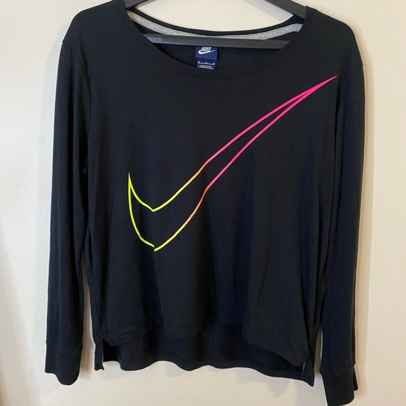 Nike Black Shirt with Neon Swoosh Logo size medium - Picture 1 of 7